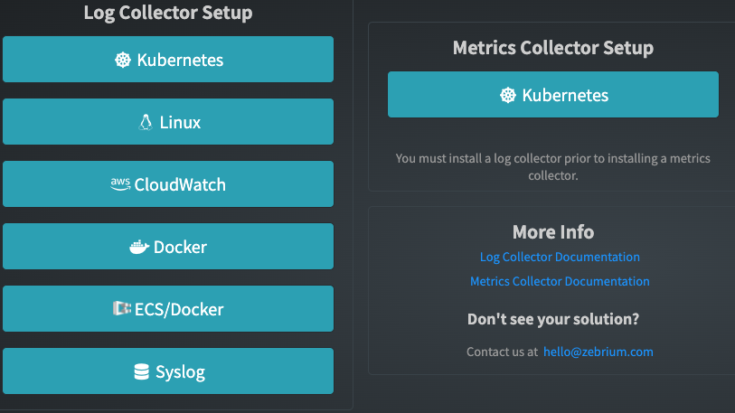Log and metrics collector setup